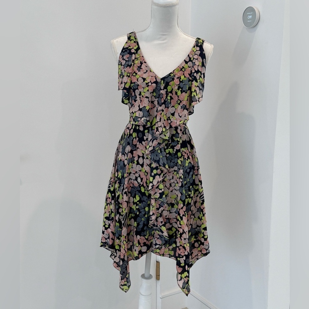 BCBG MaxAzria  Jessica Floral Asymmetrical Dress Size 0 - Picture 4 of 10